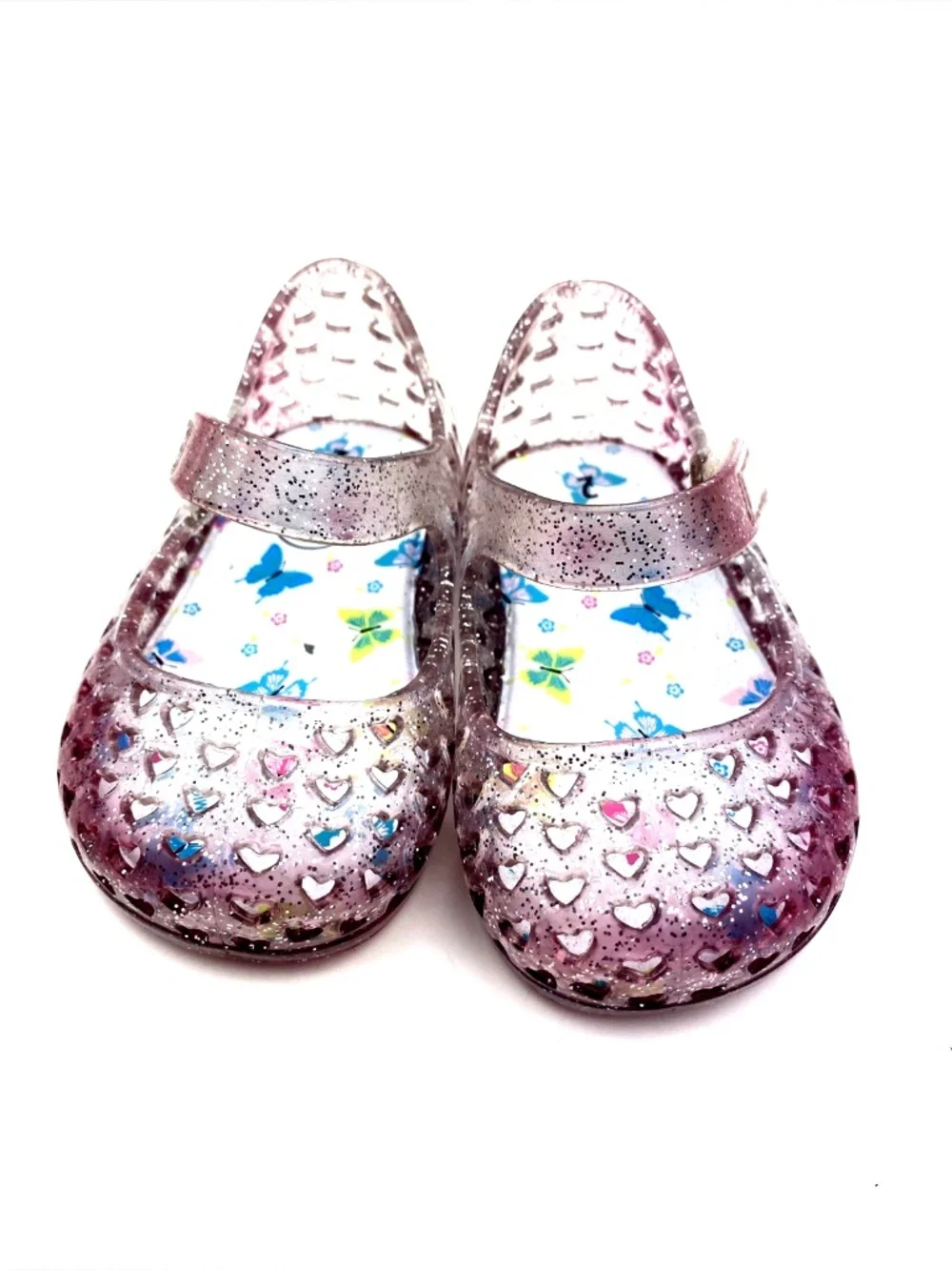 Wonder Nation Baby Sandals Size 2 Girls Jelly Shoes Adjustable Butterfly Rubber